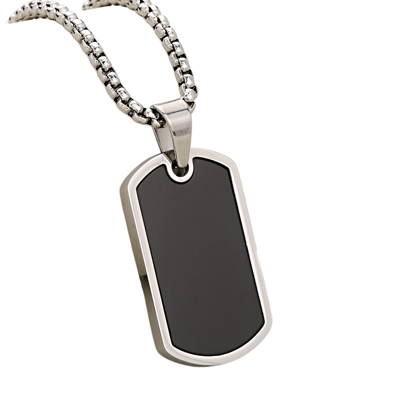 Modern Dog Tag Necklace Two Tone Design