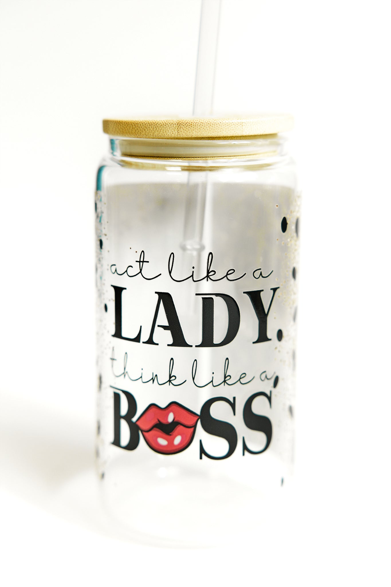 Chic Quote Glasses with Bamboo Lid