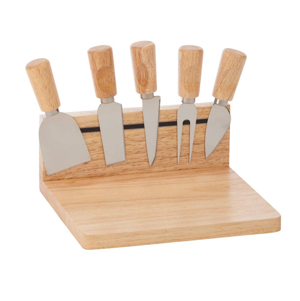 Magnetic Strip Cutting Board With 5 Tools, Rubberwood