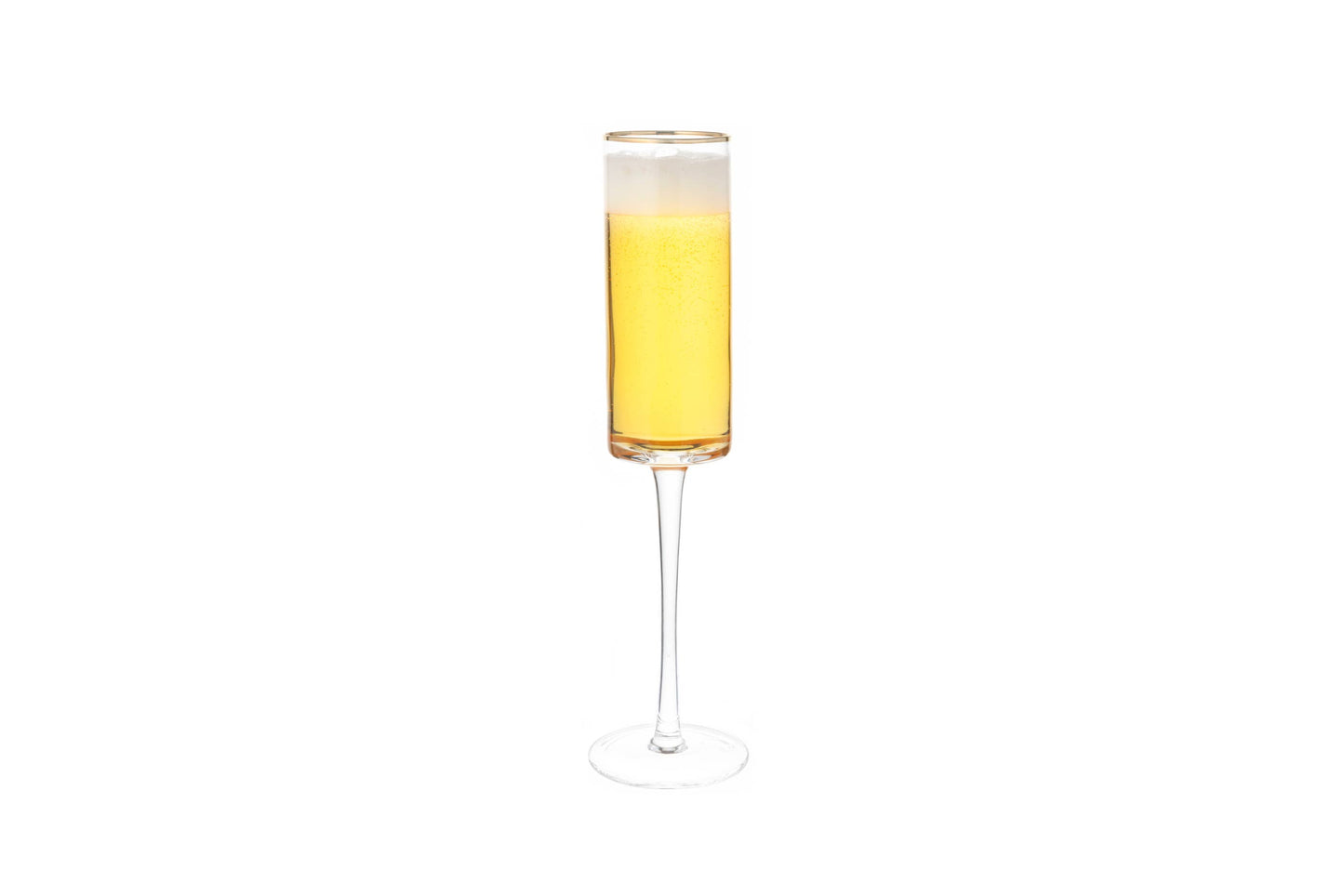 Pair of Gold Rim Glass Champagne Flutes, 8 oz.