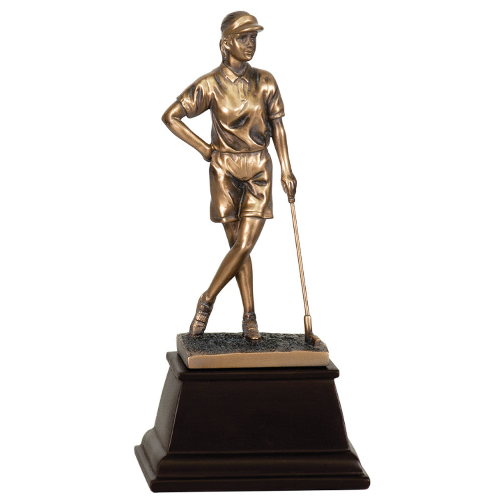 Female Golfer Broze Golf Resin (9")