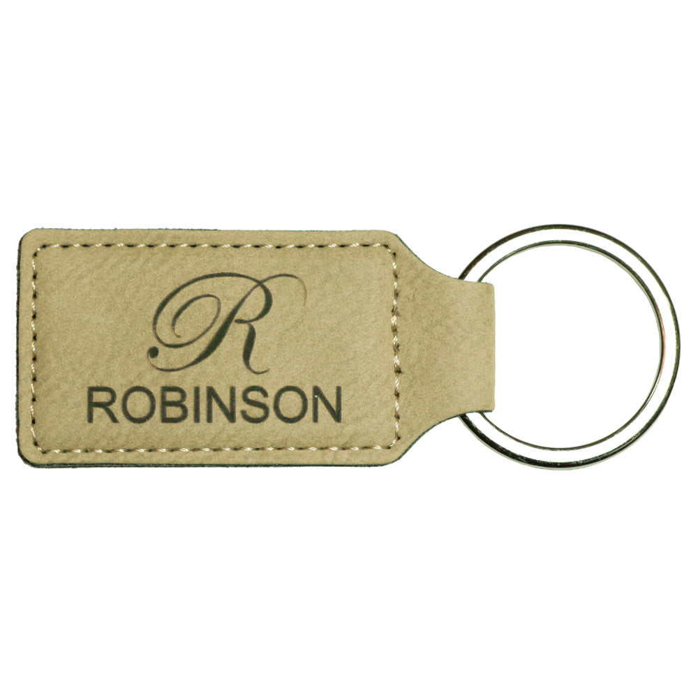 Leather Rectangle Keychain (Light/Dark Brown)