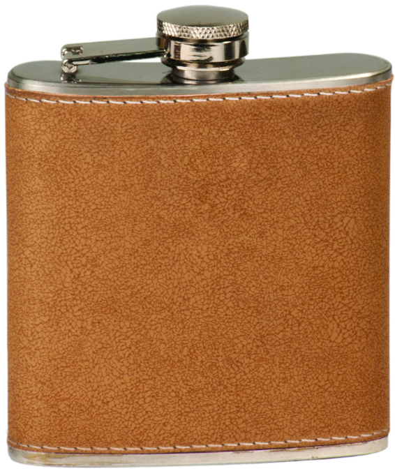 6oz Stainless Steel Flask leather