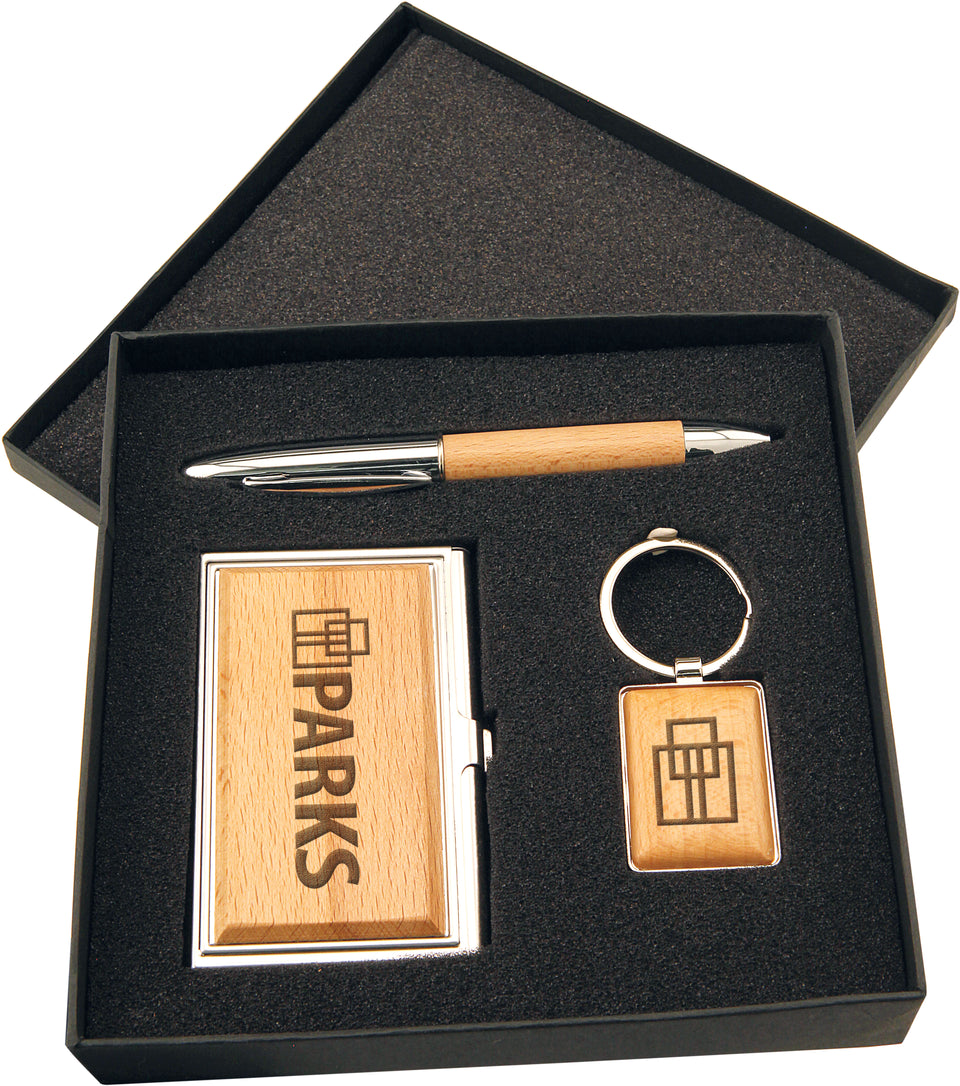 Buy Wood Gift Set With Card Case, Pen And Keychain Online – Exclusive  Engravings, LLC