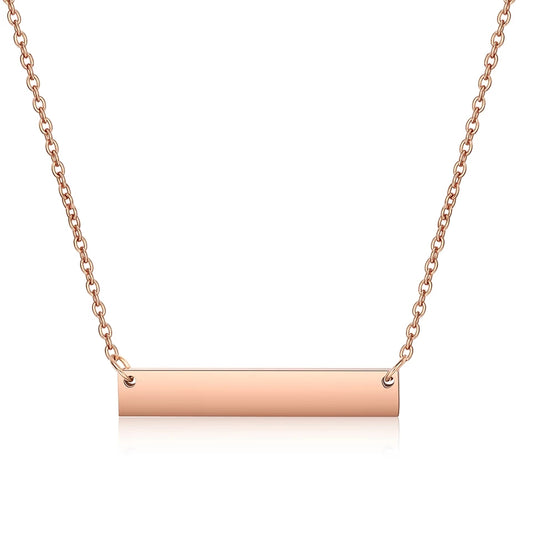 Horizontal Stainless Steel Rose Gold Bar Necklace