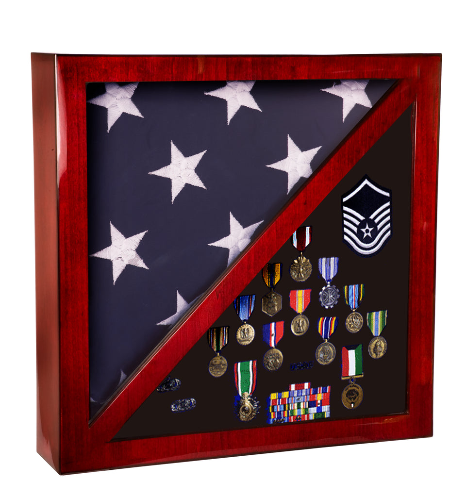 Rosewood Piano Finish Flag Display Case