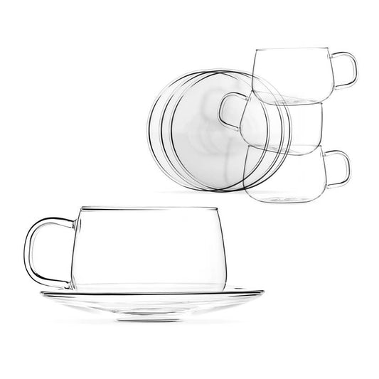 Clear Lightweight Glass Tea Coffee Cup Saucer 10.1 oz