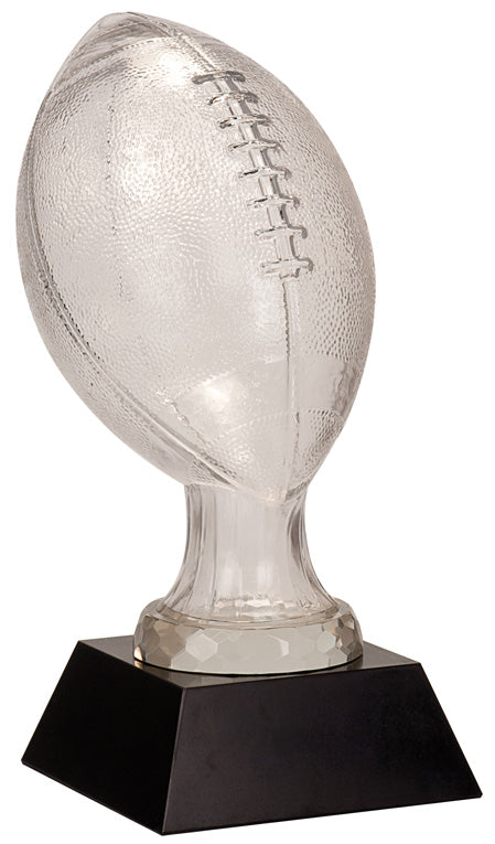 13 3/4" Crystal Football Award with Black Marble Base