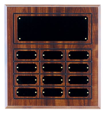 12 Plate Cherry Finish Grooved Perpetual Plaque