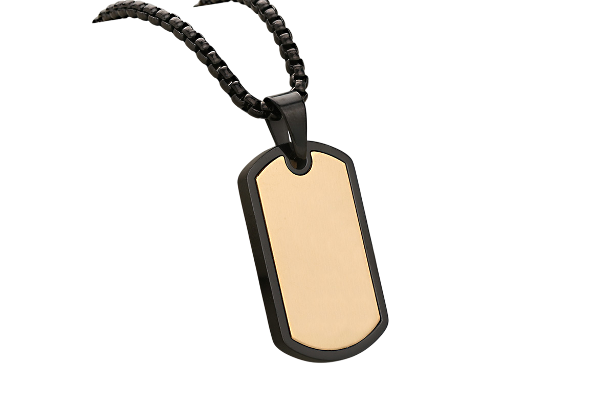 Modern Dog Tag Necklace Two Tone Design