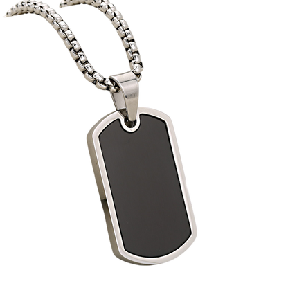 Modern Dog Tag Necklace Two Tone Design
