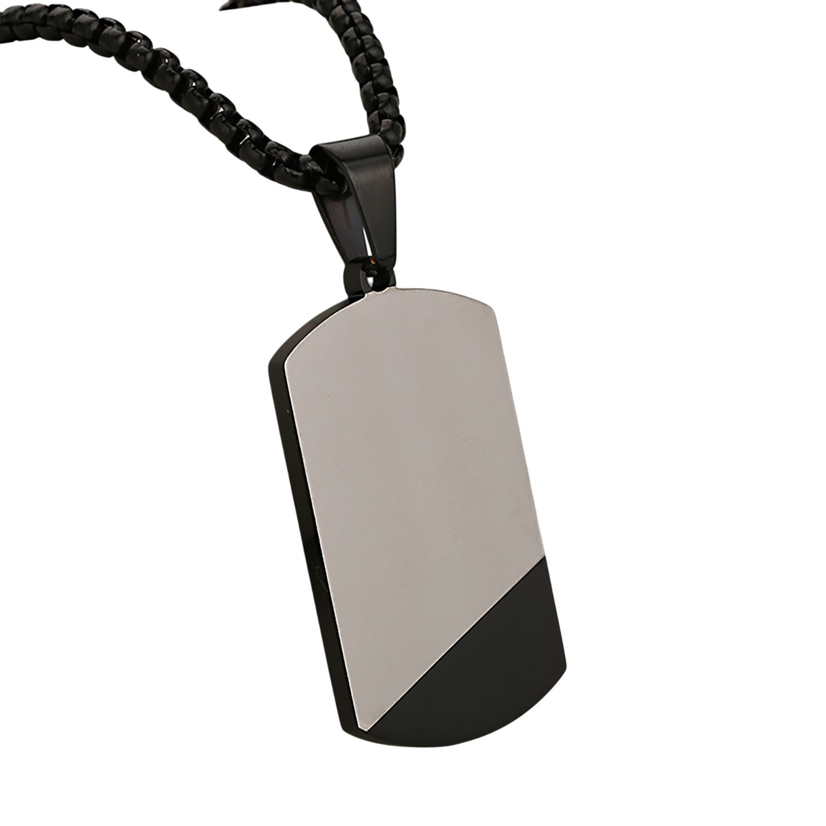 Modern Dog Tag Necklace Two Tone Satin Design