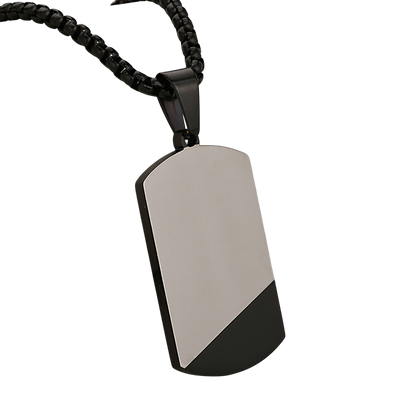 Modern Dog Tag Necklace Two Tone Satin Design