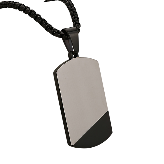 Modern Dog Tag Necklace Two Tone Satin Design