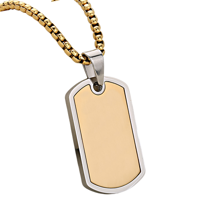 Modern Dog Tag Necklace Two Tone Design