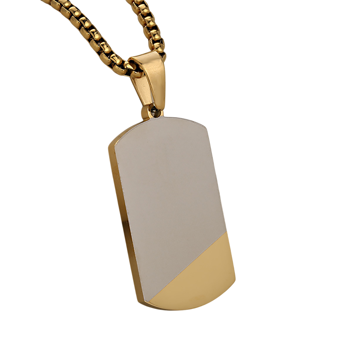 Modern Dog Tag Necklace Two Tone Satin Design