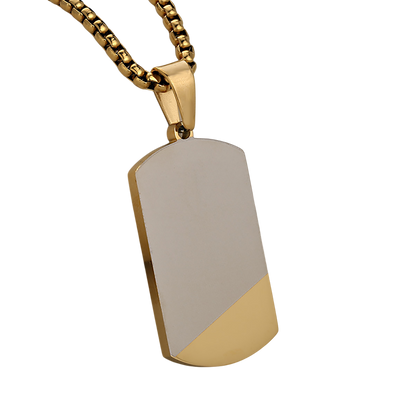 Modern Dog Tag Necklace Two Tone Satin Design