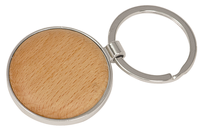 Wood Keychain with Silver Trim