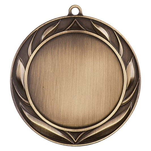 2 3/4" Antique Gold Wreath 2" Insert Holder Medal w/ribbon
