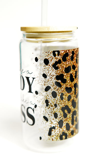 Chic Quote Glasses with Bamboo Lid