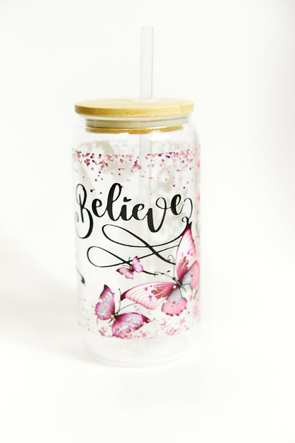 Chic Quote Glasses with Bamboo Lid