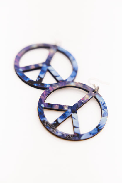 Peace Sign Galaxy Earrings