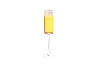 Pair of Gold Rim Glass Champagne Flutes, 8 oz.