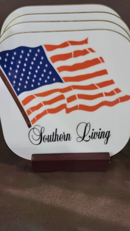 Five Coaster Set with Wooden Holder