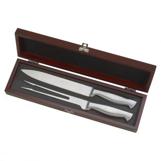 2 Piece Carving Set in a Hinged Rosewood Box