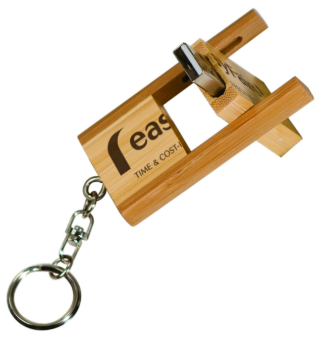 4GB Flip-Style Bamboo USB Flash Drive with Keychain