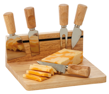 Magnetic Strip Cutting Board With 5 Tools, Rubberwood