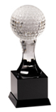 9" Crystal Golf Ball on Black Pedestal Base