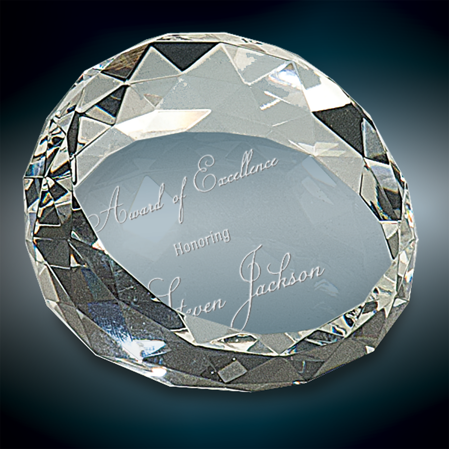 Premier Crystal Round Faceted Paperweight