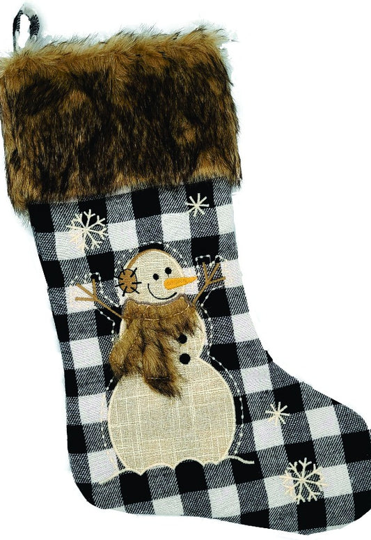 Faux Fur-Trimmed Plaid Stocking