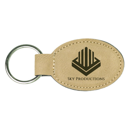 Oval Leather Keychain (Light/Dark Brown)