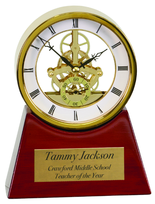 Executive Gold & Rosewood Piano Finish Clock