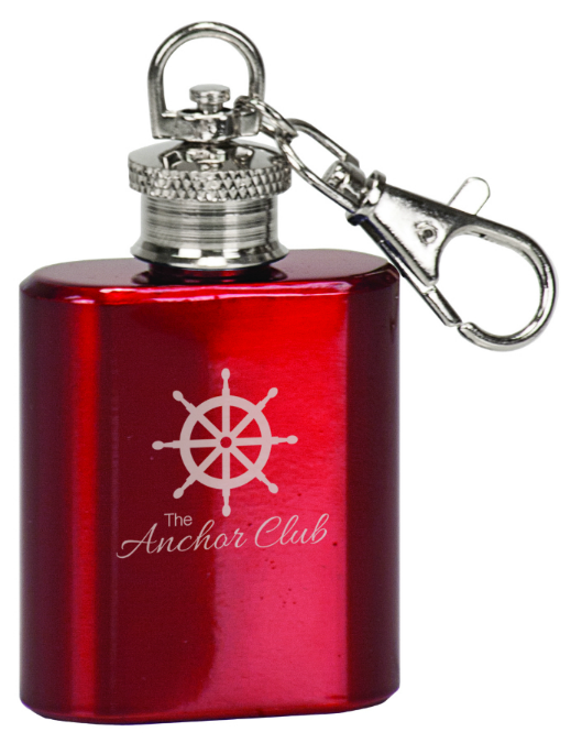 1 oz. Gloss Red Stainless Steel Flask Keychain