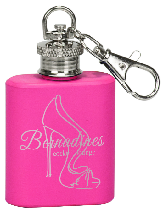 1 oz. Matte Pink Stainless Steel Flask Keychain