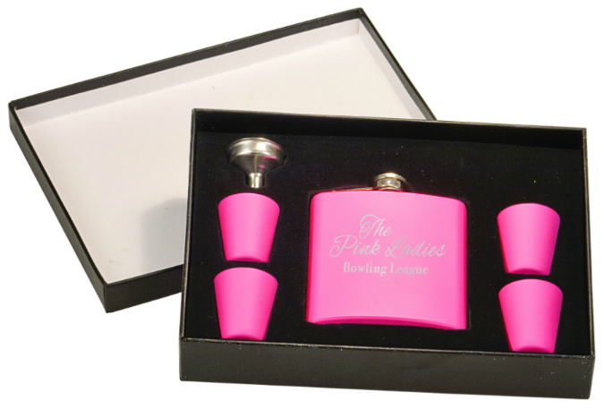 6Oz Flask & Shot Glass Gift Set pink