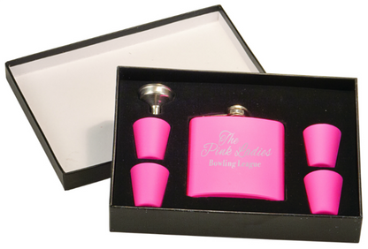 6Oz Flask & Shot Glass Gift Set pink