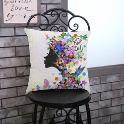 Lady Silhouette and Flowers Pillowcase