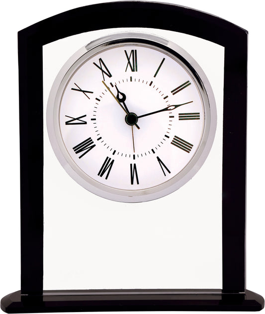 Square Arch Glass Clock with Black Border