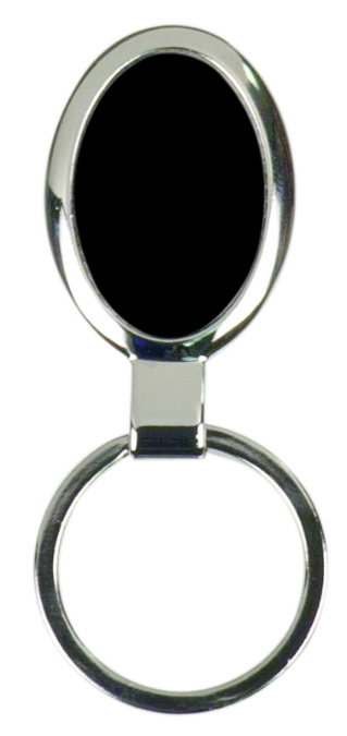 Large Black Oval Keychain