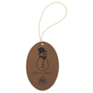 Leatherette Oval Ornament with Gold String