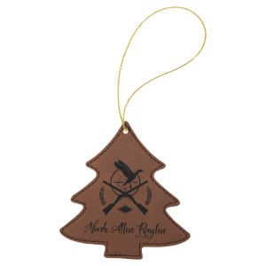 Leatherette Tree Ornament with Gold String