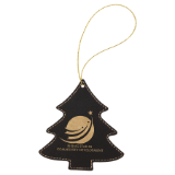 Leatherette Tree Ornament with Gold String