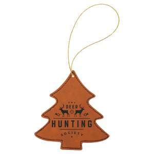 Leatherette Tree Ornament with Gold String