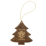 Leatherette Tree Ornament with Gold String