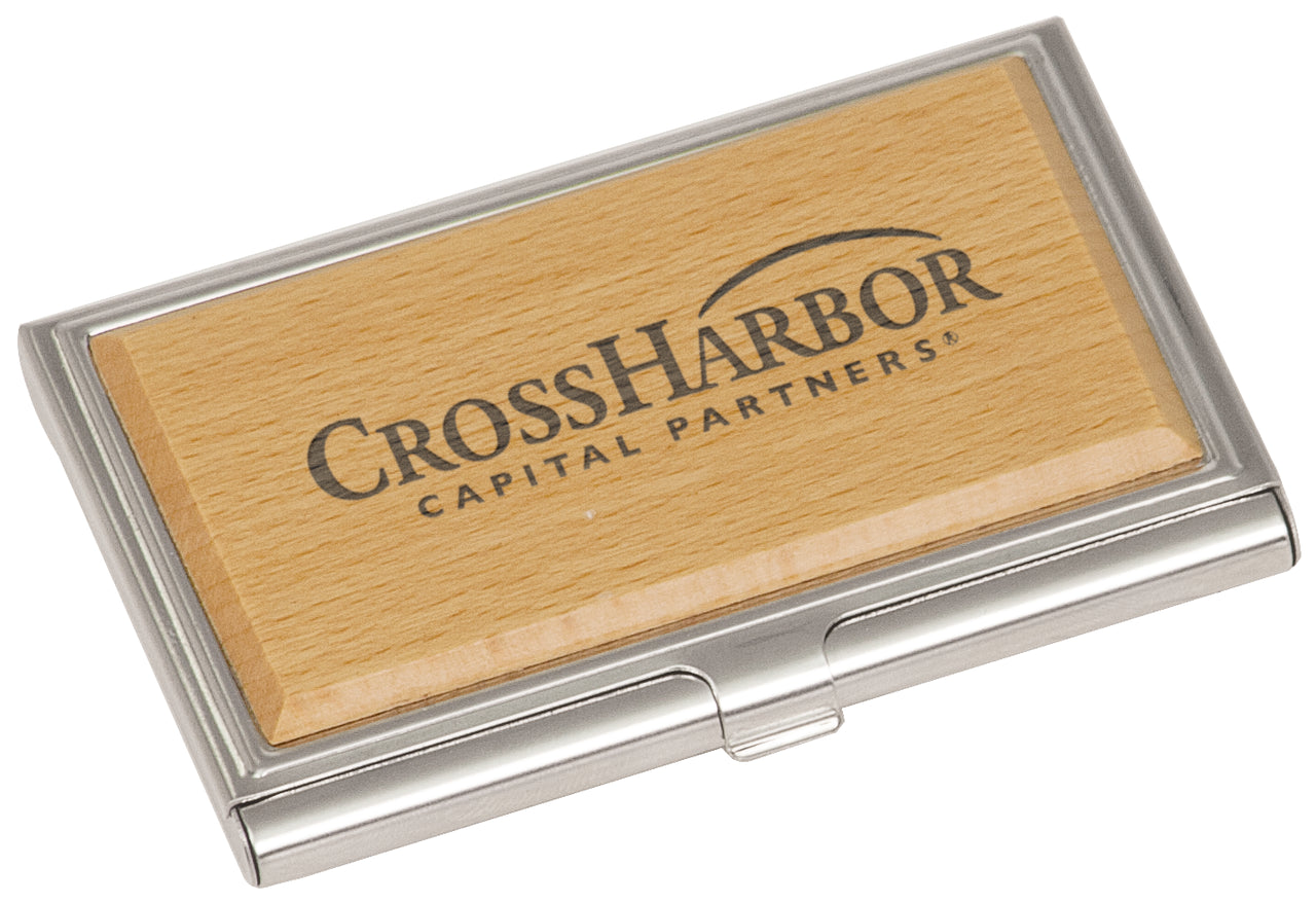 Silver & Wood Business Card Holder