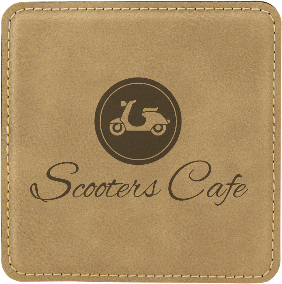 Light Brown Square Leatherette Coaster